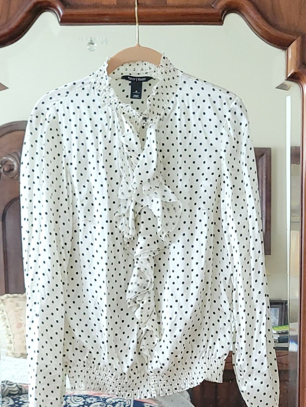 White House/Black Market Ruffle Silk Blouse